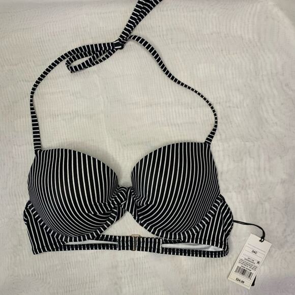Shade Shore S 34B Push-up Stripe Bikini Top halter - Picture 5 of 7